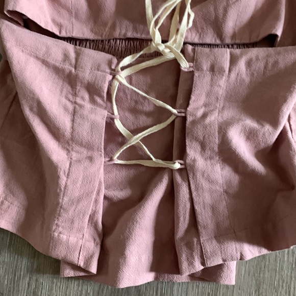 NWOT FREE PEOPLE Criss Cross Corset Top Dusty Rose - Picture 5 of 9